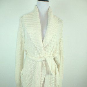 Inhabit Ivory Cardigan Shawl cotton wrap sweater coat S